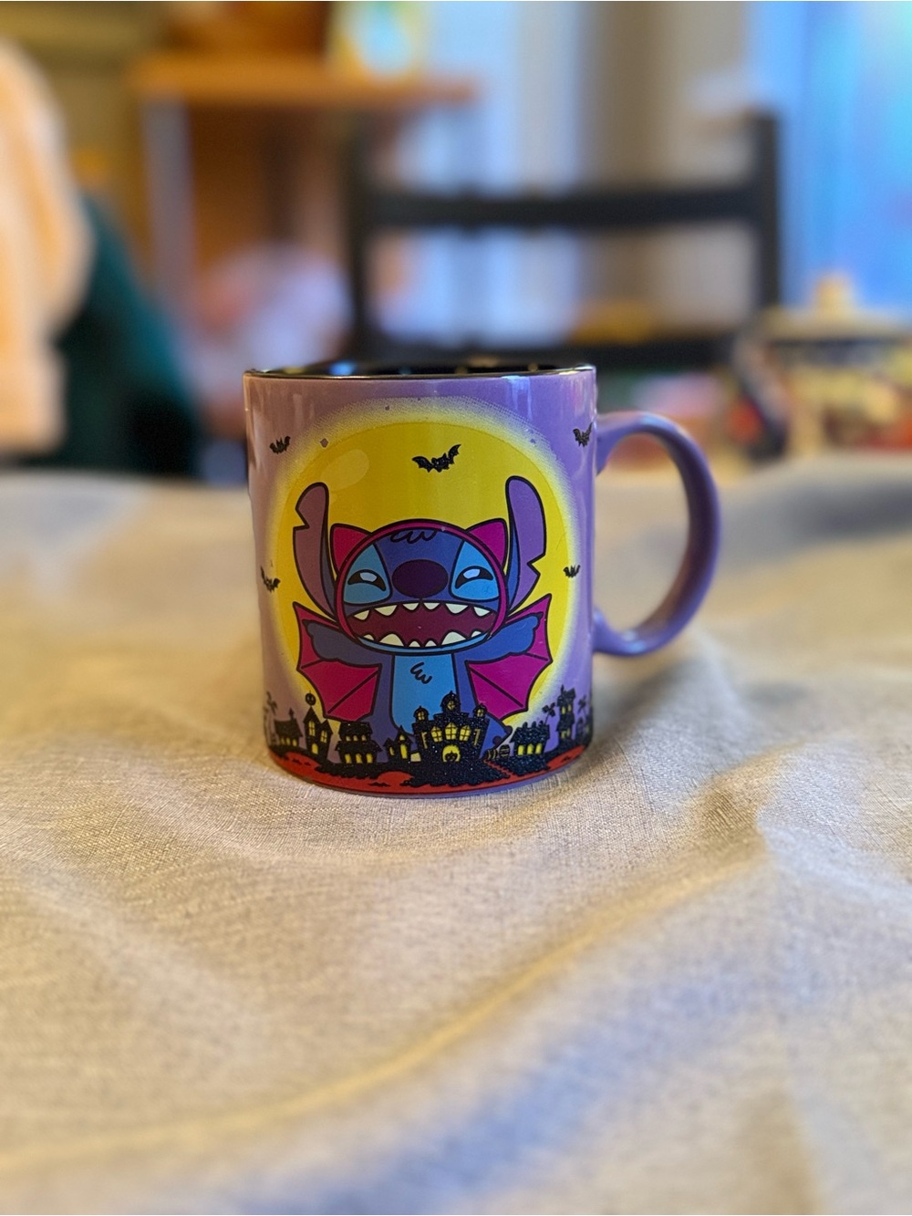 Disney Stitch Halloween Vampire Bat Purple Ceramic Coffee Mug Cup